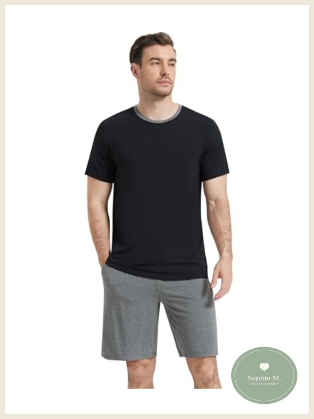 Men's Bamboo Viscose Pajama Set Short Sleeve Top & Shorts Sleepwear
